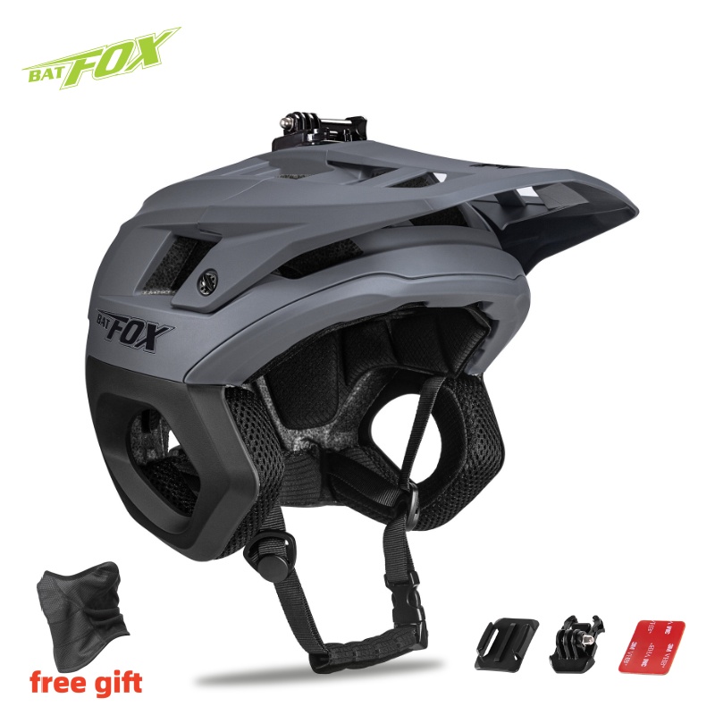 BATFOX 3/4 casco MTB todoterreno bicicleta ciclismo deportes carreras cuesta abajo casco de seguridad casco para hombres casco de ciclismo: l / Azul