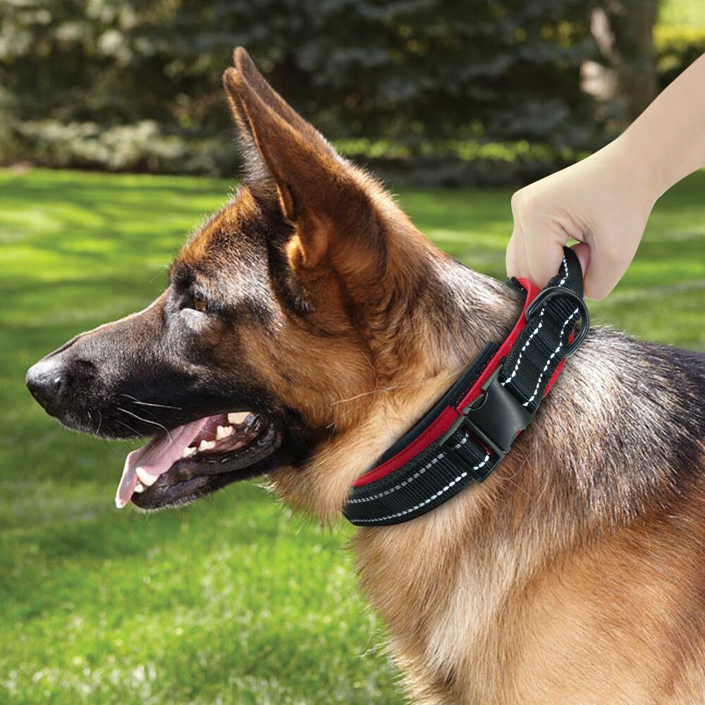 Dog Collar Reflective Nylon Training German Shepherd Collars Rhinestone Pet Collar For Medium Large Big Dogs Pitbull Terrier