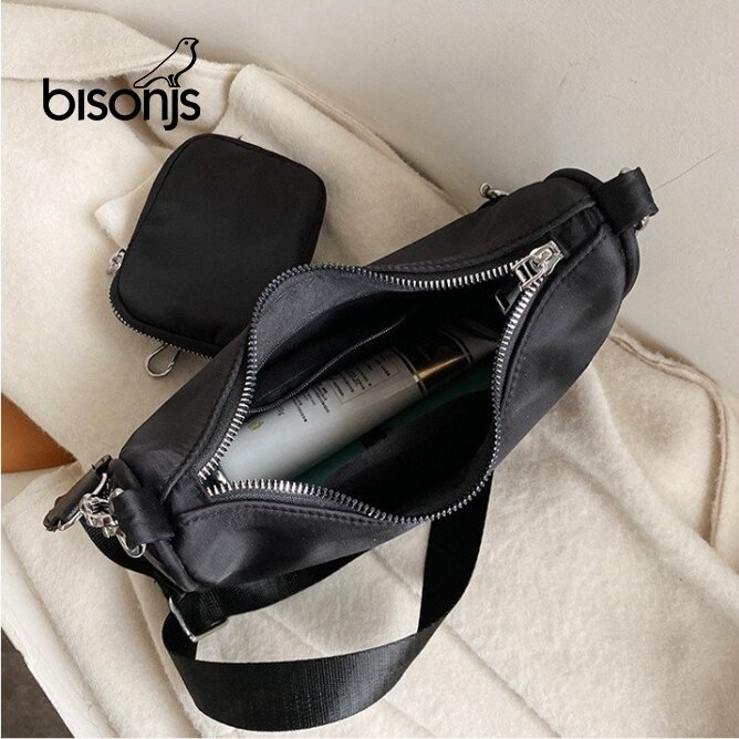 BISONJS-bandoleras pequeñas de piel sintética con cadena y patrón de cebra y leopardo para mujer, bolsos de , bolsos de mano de tendencia, monedero