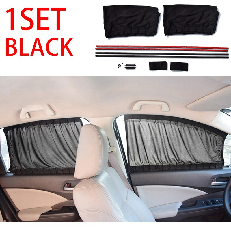 Car Curtains For Side Window Auto Sunshade Cover Front Rear Window Shield Universal Curtains Protector Car Interior Accessories: 1 set black (2pcs)