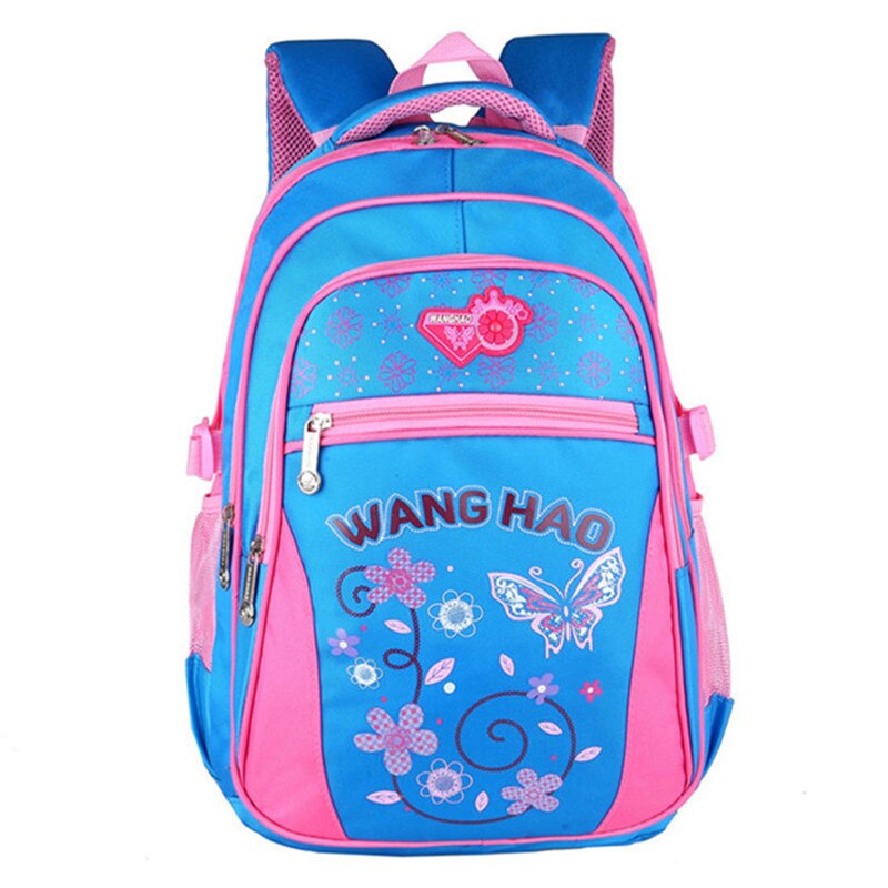 Children School Bags for Girls Lovely Butterfly Printing Backpack Waterproof Kids Shoulder Book Bag pack mochila 2 sizes: blue L