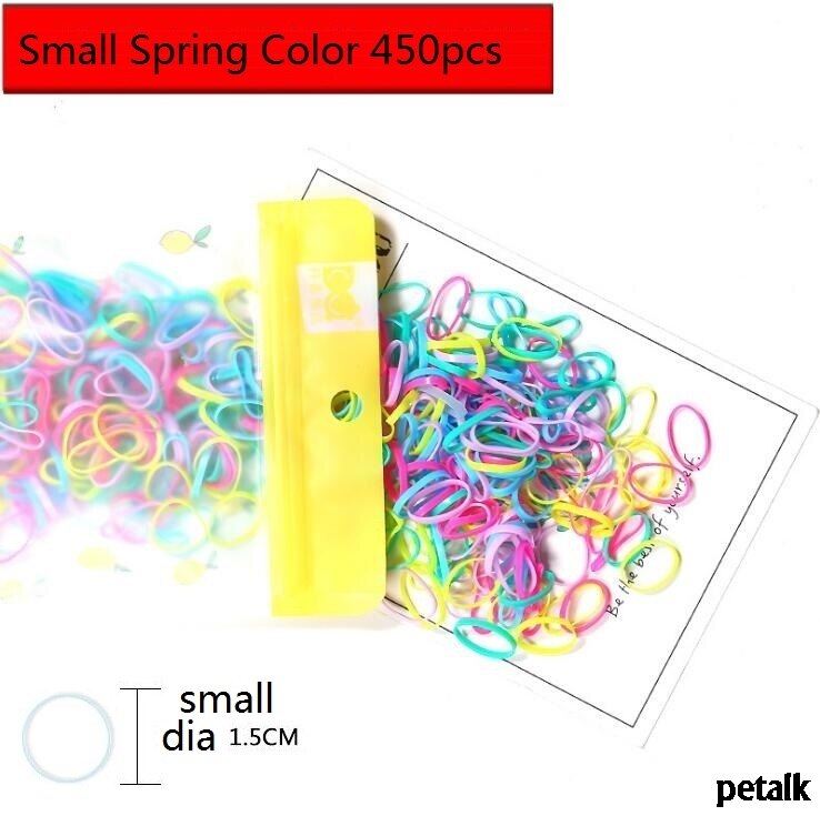 1Bag=220pcs/450pcs Dog Grooming Bands Elastic Dog Rubber Bands for Hair Grooming headwear York Maltese dog: Small Spring 450pcs