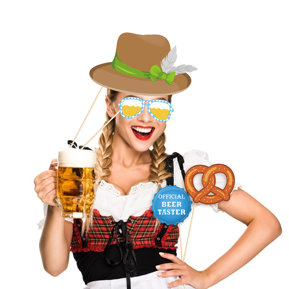 Germany Oktoberfest Carnival Festival Theme HAPPY BIRTHDAY Party Phototaking Photobooth Props Happy Beer Wine Party Decorations