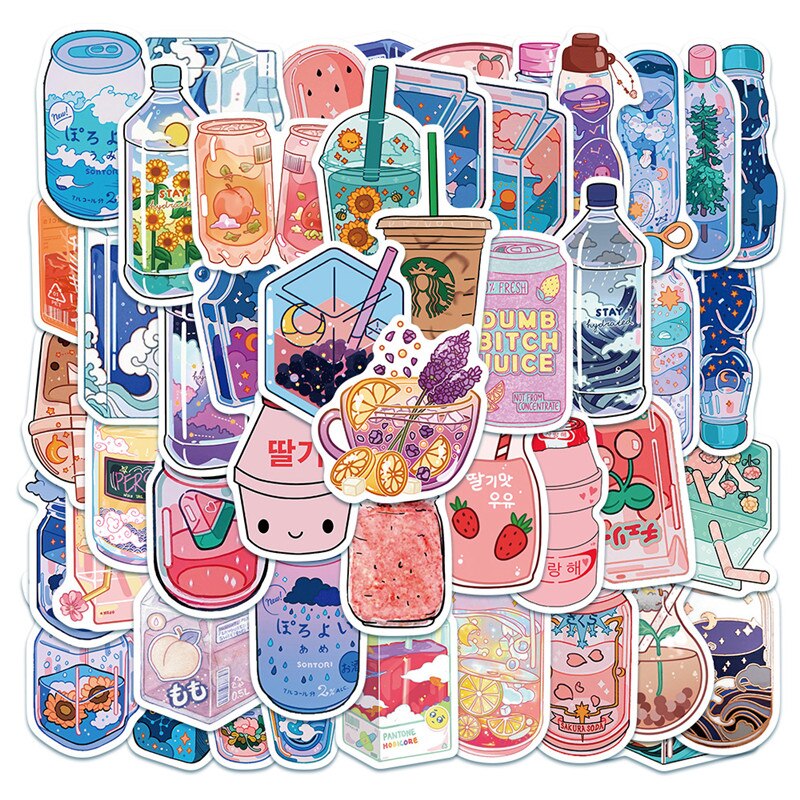 10/30/50 Pcs Leuke En Zoete Voedsel En Drank Fles Stickers Creatieve Handbook Dagboek Mobiele Telefoon Case Decoratie Stickers