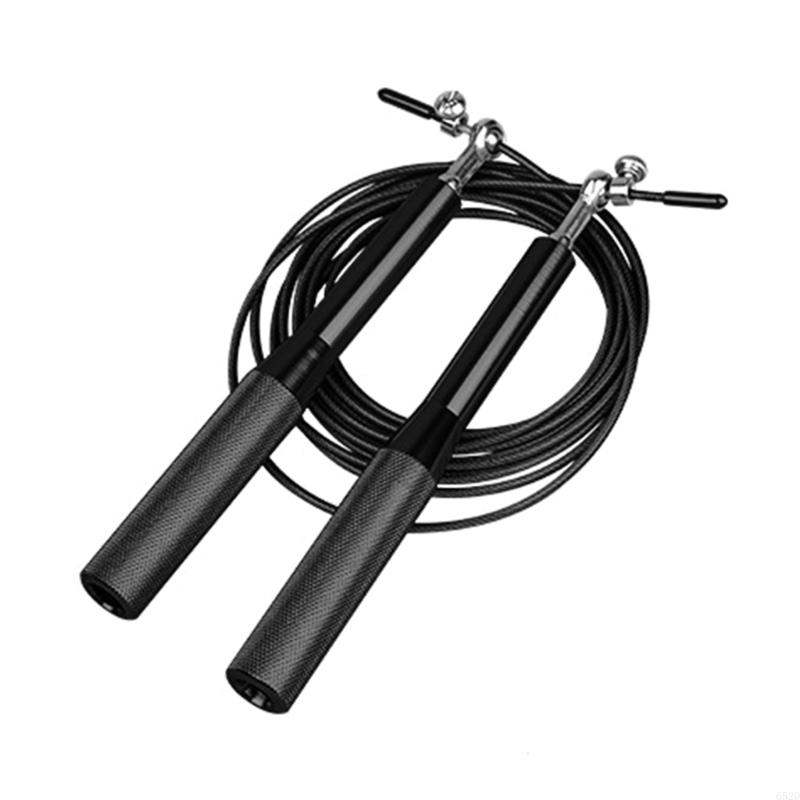 920L Aluminum Alloy Handle Telescopic Jump Rope 360 Degree Bearing Rapid Speed Skippings Rope for Workout Exercise: black