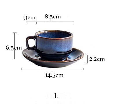 Antowall mørkeblå serie keramisk kaffekop og underkop sæt morgenmad kop eftermiddagste kop simpel retro bordservice: 180ml