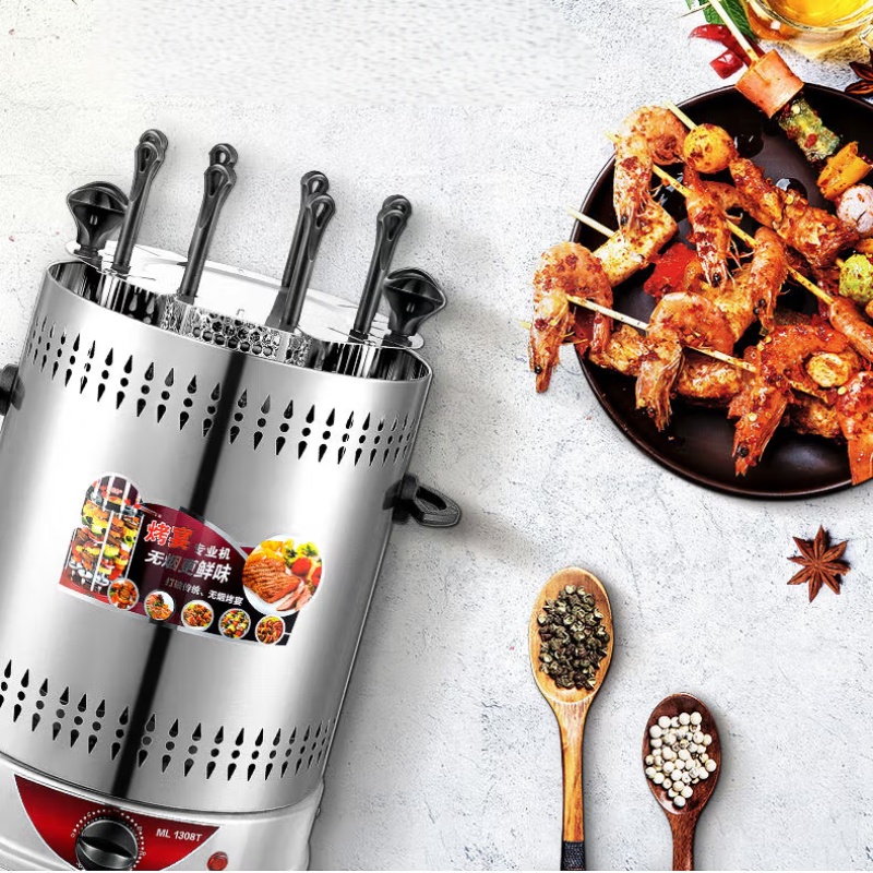 Macchina per spiedini per griglia elettrica Macchina per barbecue tempo senza fumo Rotazione automatica casa interno Arrosto di montone kebab