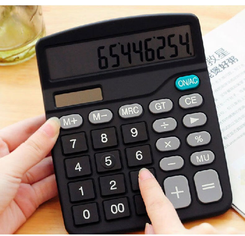Calculadora comercial de oficina, herramienta de cálculo con batería, 12 dígitos, portátil, , 1 Uds.