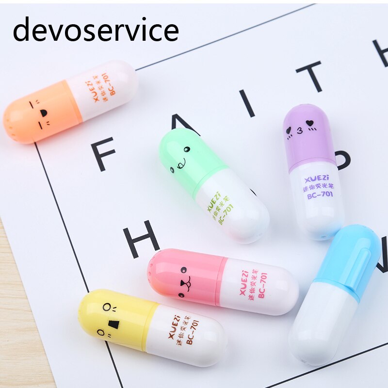 6 Teile/satz Kawaii Pille Textmarker Material Escolar Kawaii Marker Stift Schreibwaren Schule Bürobedarf Scherzt