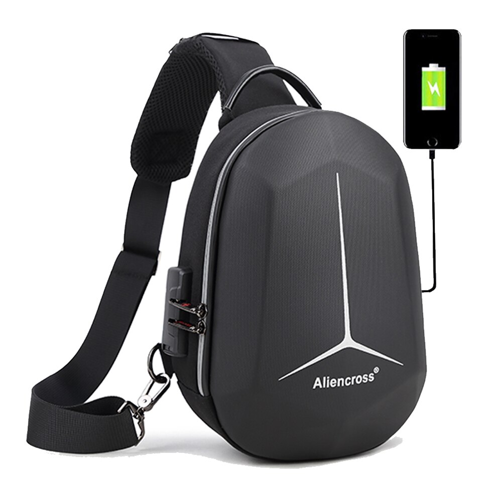 Multifunction shoulder bag for men Waterproof Short Trip Chest Bag Anti Theft Men Crossbody Bags Oxford USB Charging: black