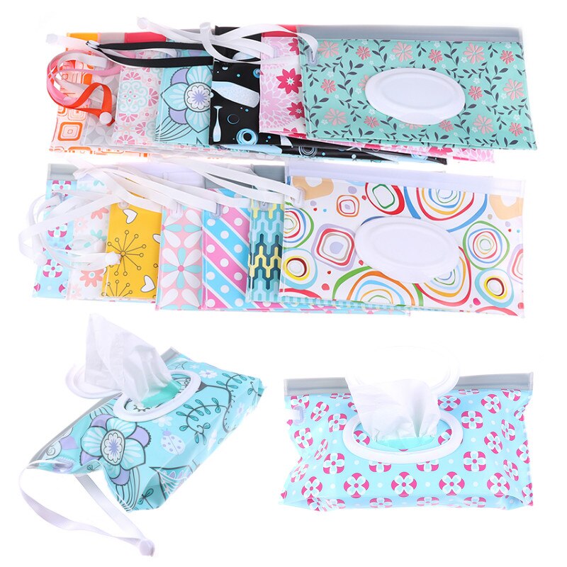 Bébé Lingette Humide de Soin Boîte Tissu Humide Étui Nettoyage Lingettes Conteneur Portable Lingette Humide Sac EVA Snap Sangle Sac de Lingettes