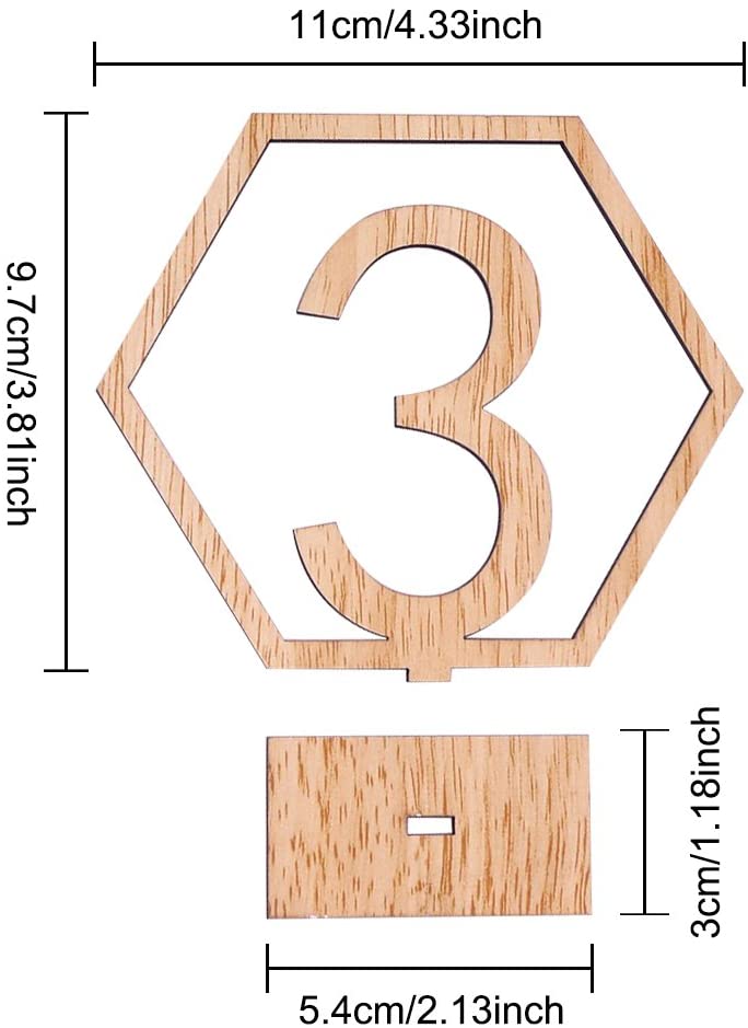 Wooden Table Number 1-20 Wedding Wood Table Numbers Hexagon Geometric Reception Stands Decor for Wedding Birthday Party Events