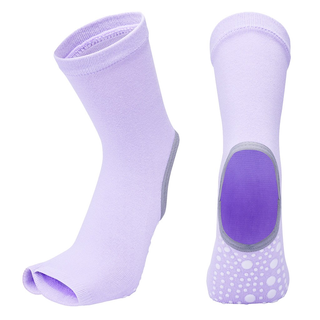 Yoga Socks Non Slip Skid Grips Toeless Sock Pilates Fitness Gym Workout Barre