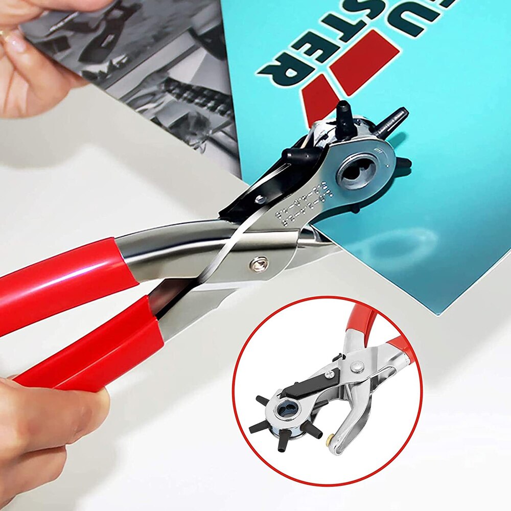 6-Size Hole Punch Tool Eyelet Hole Punch Pliers Kit Leather Belts Hole Puncher Kit with 100pcs Eyelets for Bag Strap Dog Collars