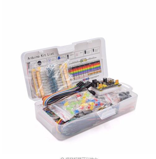 Electronics Component Basic Starter Kit with 830 Tie-points Breadboard Cable Resistor Capacitor LED Potentiometer Box Packing