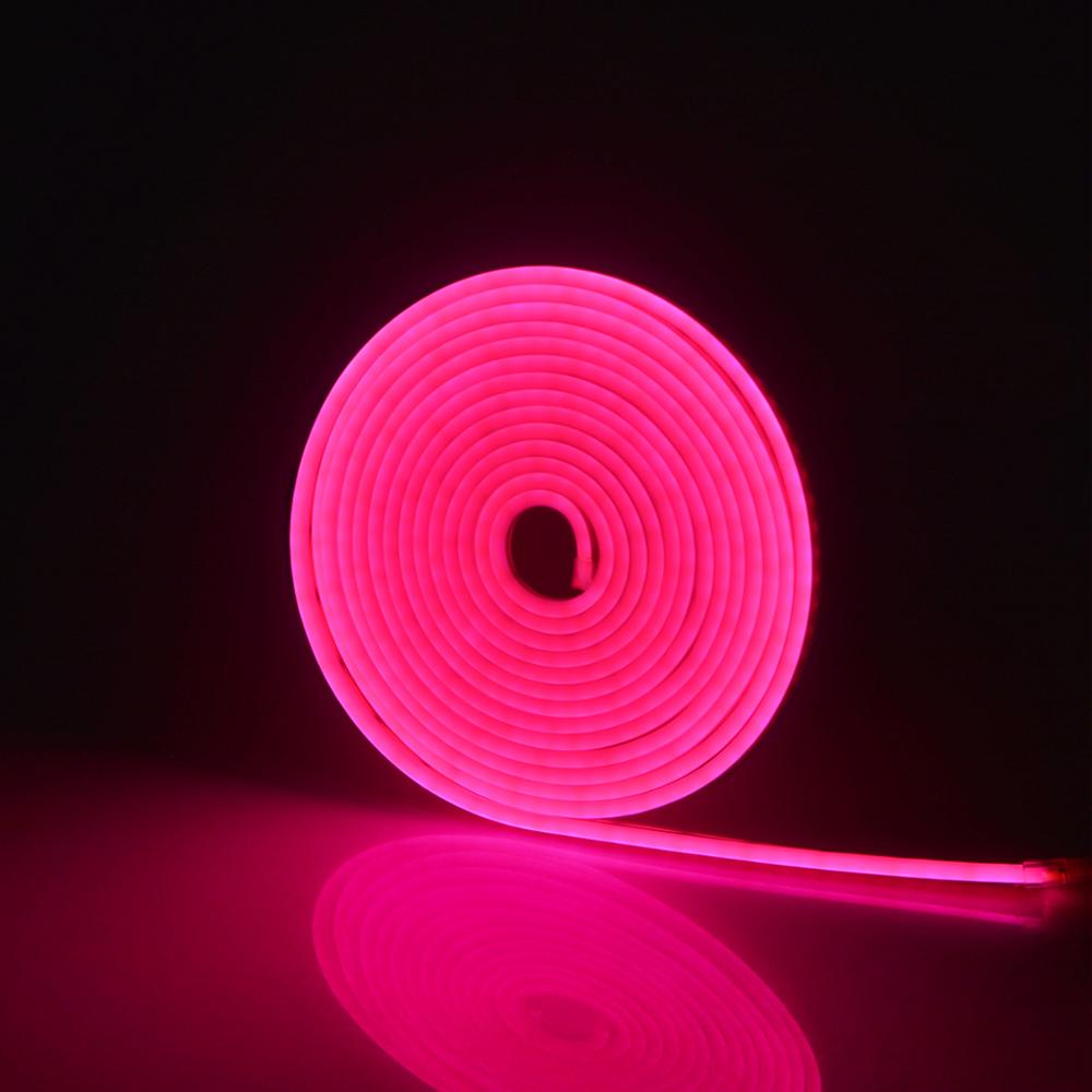 1 rulle 5m led neonlys 12v gør-det-selv neonskilt tape 7 farver vandtæt baggrundsbelysning led strip lys hjemme patis indretningslampe: Lyserød