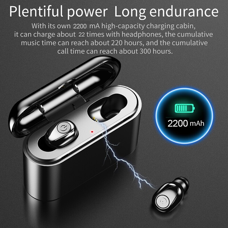 X8 TWS sans fil Bluetooth écouteurs True 5D stéréo écouteurs Mini étanche mains libres sport casque avec 2200mAh batterie externe
