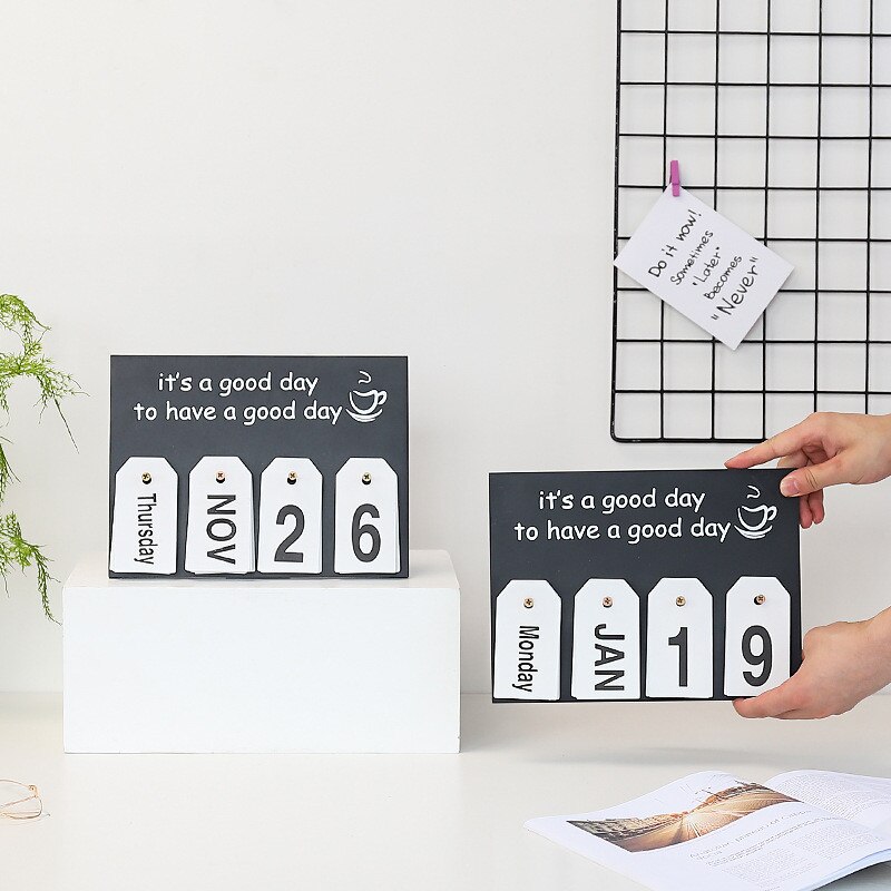 Nordisk minimalistisk treside kalender dekorasjon skrivebord nedtelling engelsk retro skrivebordskalender skrivebordsdekorasjon