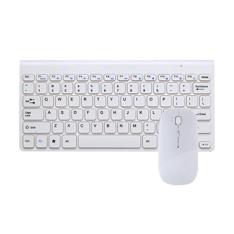Ergonomische Draadloze Toetsenbord Kleine Stijlvolle Muis Set Mini Toetsenbord Voor Games Kantoor Entertainment Desktop Laptop Tablet Levert: White