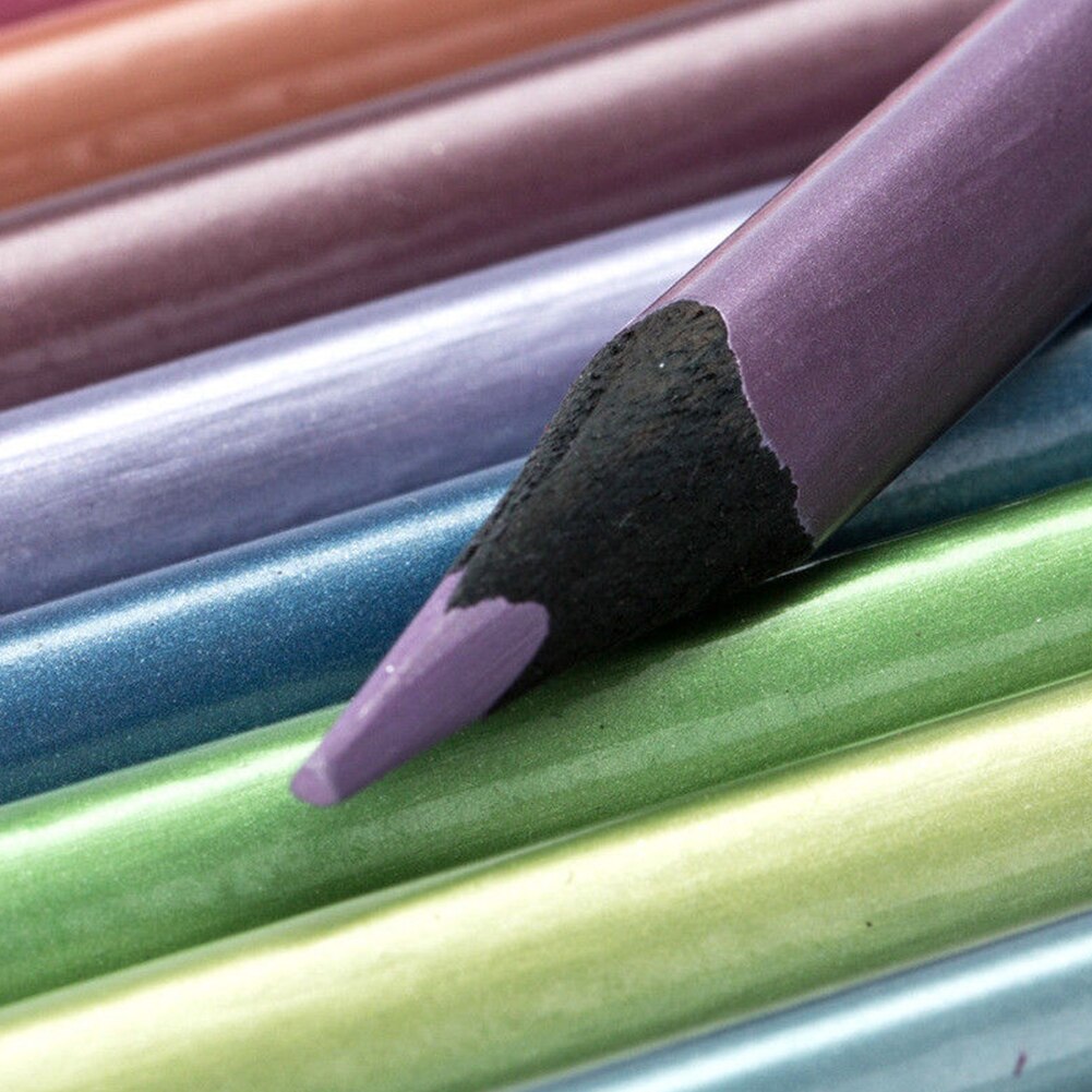 12 Colors Craft Student Sparkling School Eco Friendly Pencil Sketch Art Stationery Drawing DIY Lead
