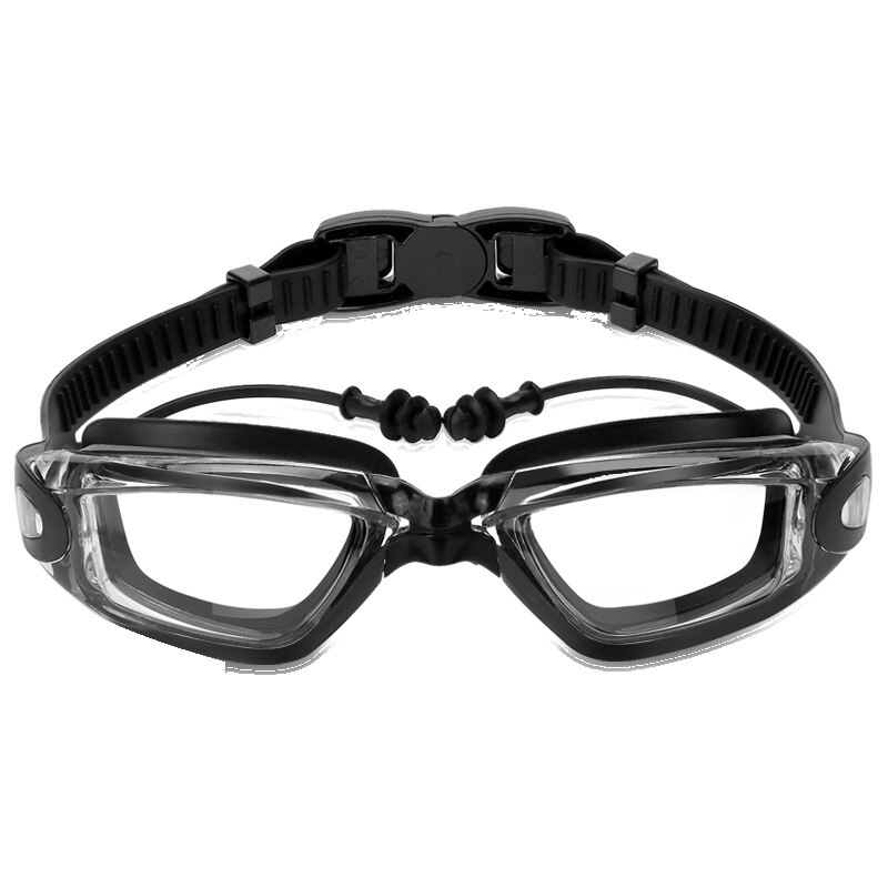 YUKE espejo de natación luz plana HD Anti-niebla marco grande gafas de adulto para natación hombres y mujeres equipo de natación impermeable: Black