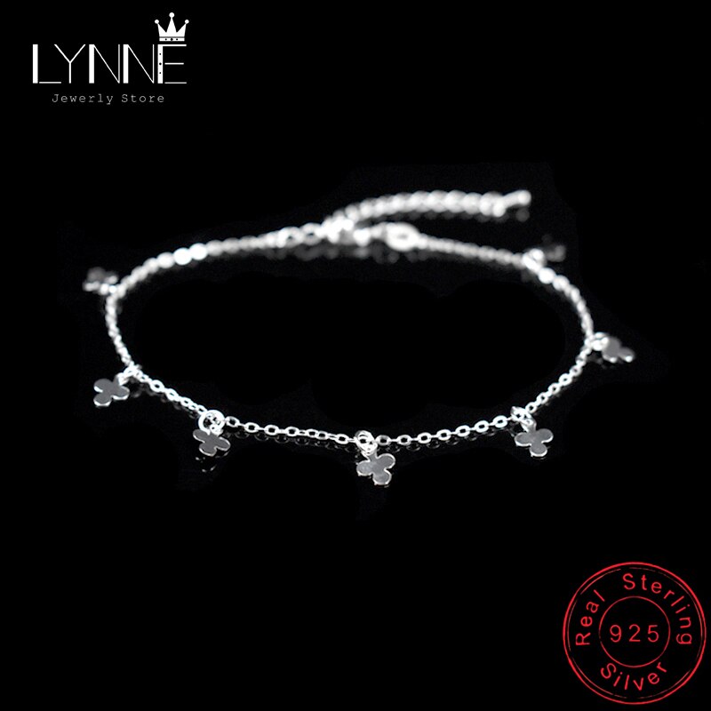 Bohemia Lucky Three Leaf Clover Petal Pendant Anklets 925 Sterling Silver Beach Foot Chain Bracelets Women Jewelry