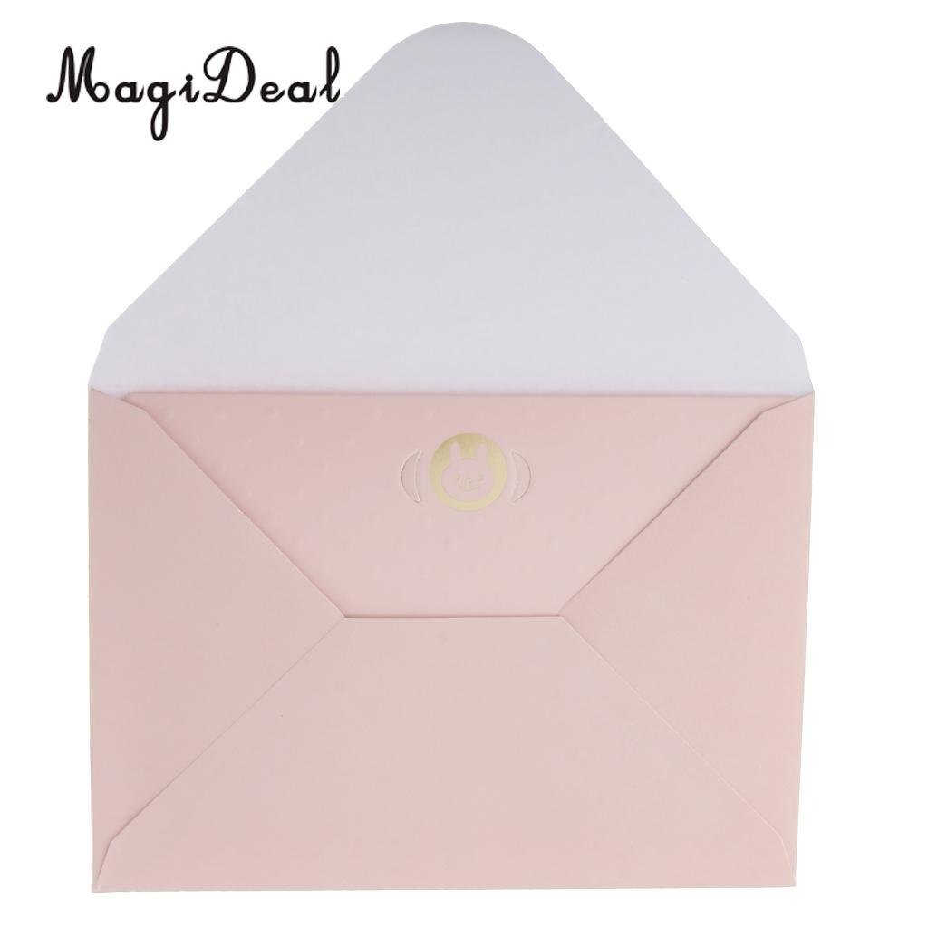 Kids Party Invitation Card Blue Boy Pink Girl with Ribbon Envelope DIY Card