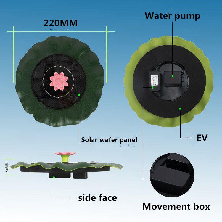 Solar Powered Water Fountain Simulate Lotus Leaf Solar Fountain Flower Nozzles For Bird Bath Pond Pool Fish Bowl Aquarium Garden