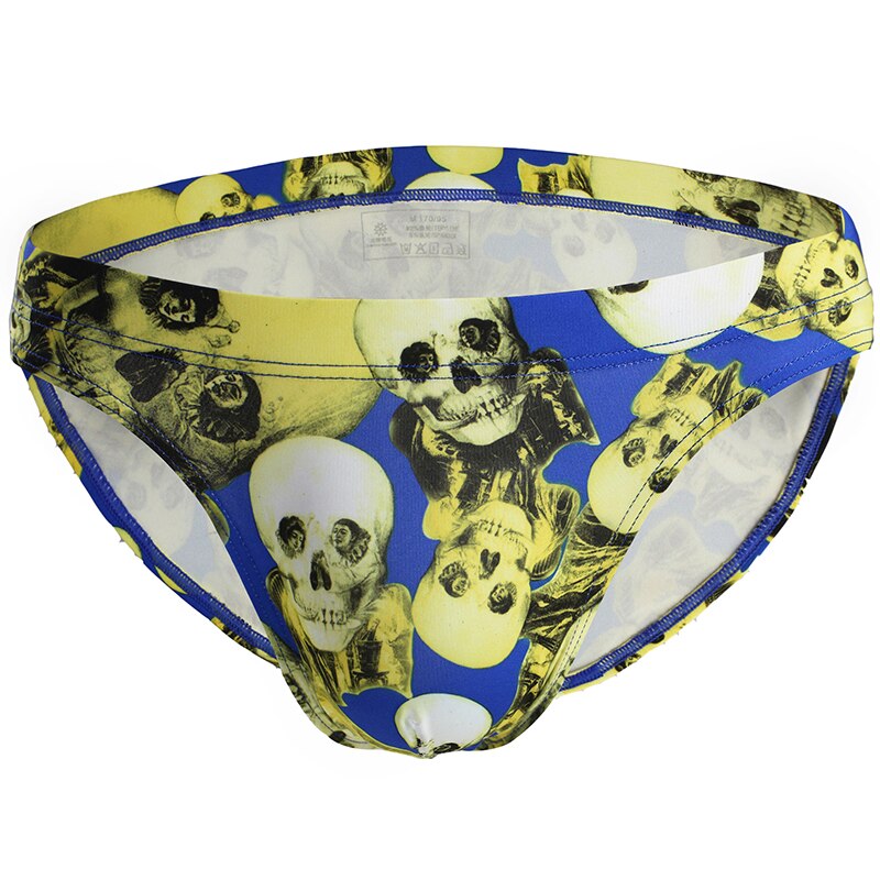 Sexy Swimwear Mens Swimming Briefs Male Quick Dry Bikini Board Shorts Man Skull Printed Swimsuits Nylon Men Swim Brief