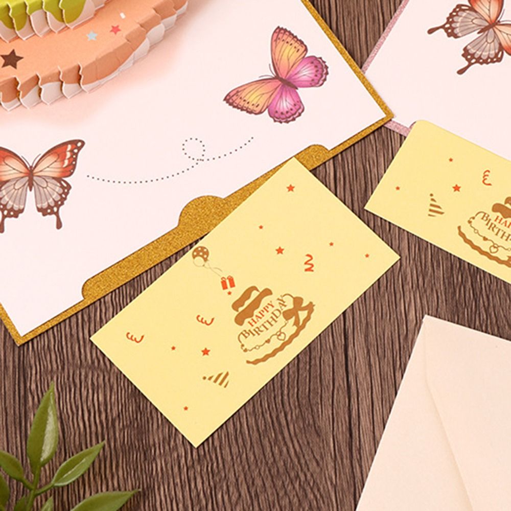 Konvolutt 3d gratulerer med dagen gratulasjonskort pop-opp varmt bursdagskake meldingskort håndlaget gjør-det-selv brett postkort familie