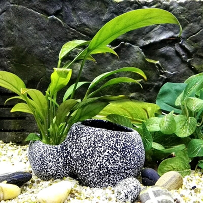 Keramisk akvarium stein pryd vannplante bonsai potte akvarium stein dekorasjon ly fiskeoppdretter dekorative klinkekuler