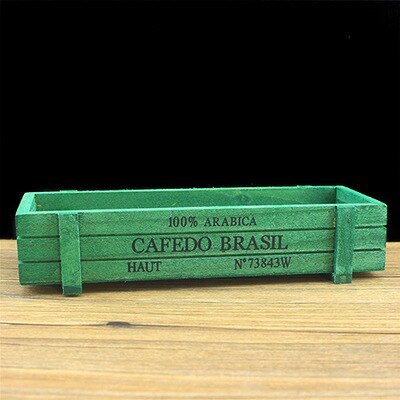 Pink Blue Green Garden Plant Pot Decorative Vintage Succulent Wooden Boxes Crates Rectangle Table Flower Pot Gardening Device: Green