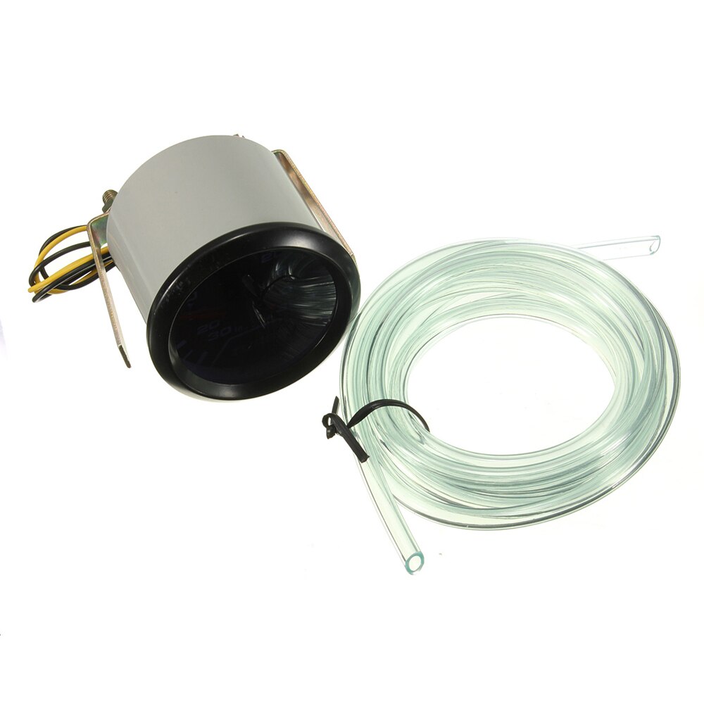 Universal 52mm 2" Car Gauge Pressure Turbo Boost Gauges Meter In. HG PSI Smoke Dial Face Accessories White Digital LED Light