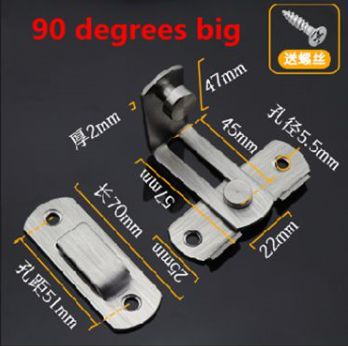 JZPENG 90 degree stainless steel door latch right angle sliding door lock latch screw locker hardware accessories: 90big