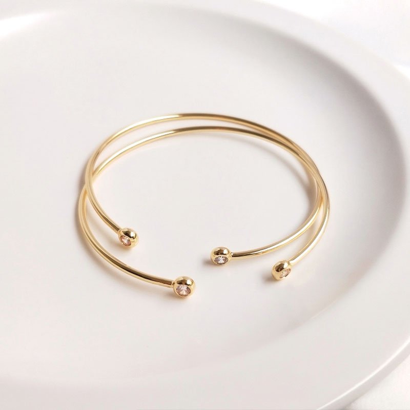 2Stck Koreanische Armbänder für Frauen Valentinstag mit Zirkon 14k Gold Überzogene Charme für Schmuck Machen DIY Durcheinander Zubehör