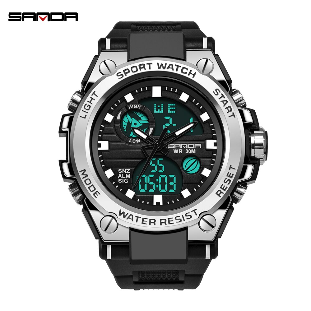 Digtal Horloge Mannen Dual Display Waterdichte Led Horloge Outdoor Sport Elektronische Horloge Zwart Duiken Horloges Paar