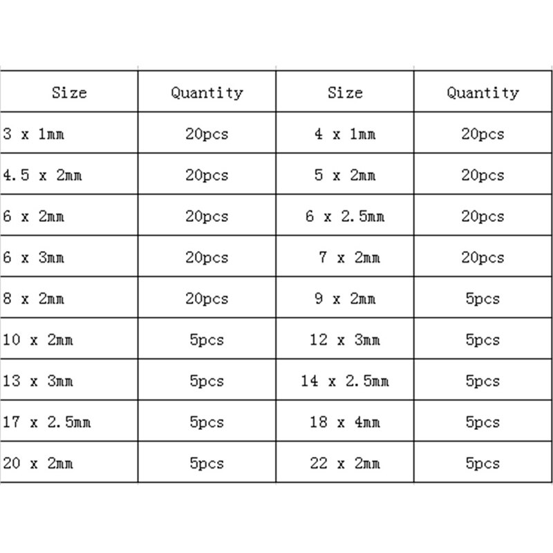 225pcs/box NBR Seal Ring Kit Thickness 1-3mm Nitrile Rubber NBR O-Ring Gasket Sealing Ring O Rings Rubber Kit Set