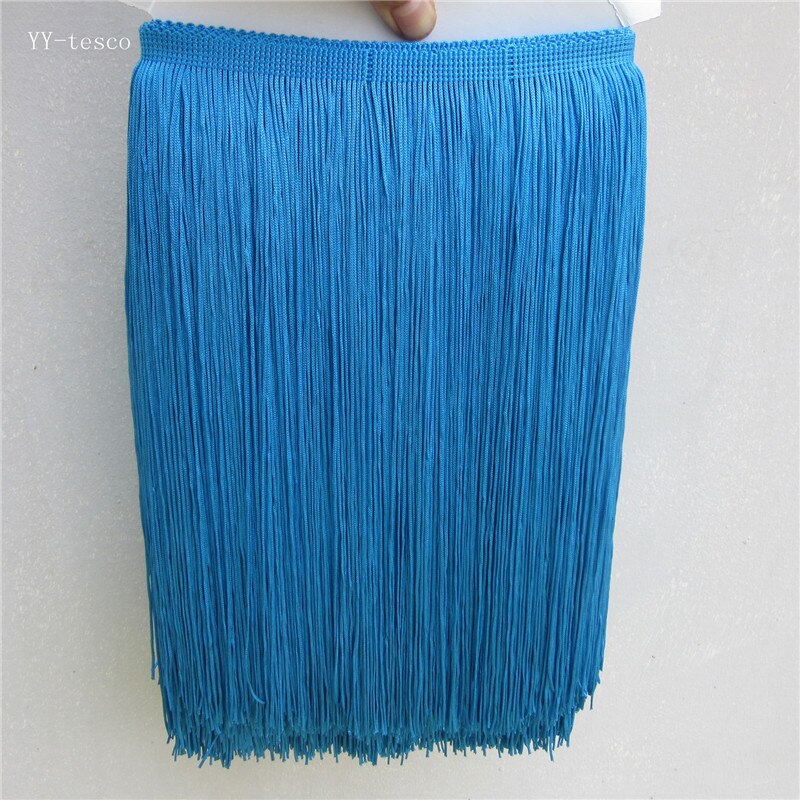 YY-tesaco 5yards 30cm Wide Lace Fringe Trim Tassel Fringe Trimming For DIY Latin Dress Stage Clothes Accessories Lace Ribbon: Lake Blue
