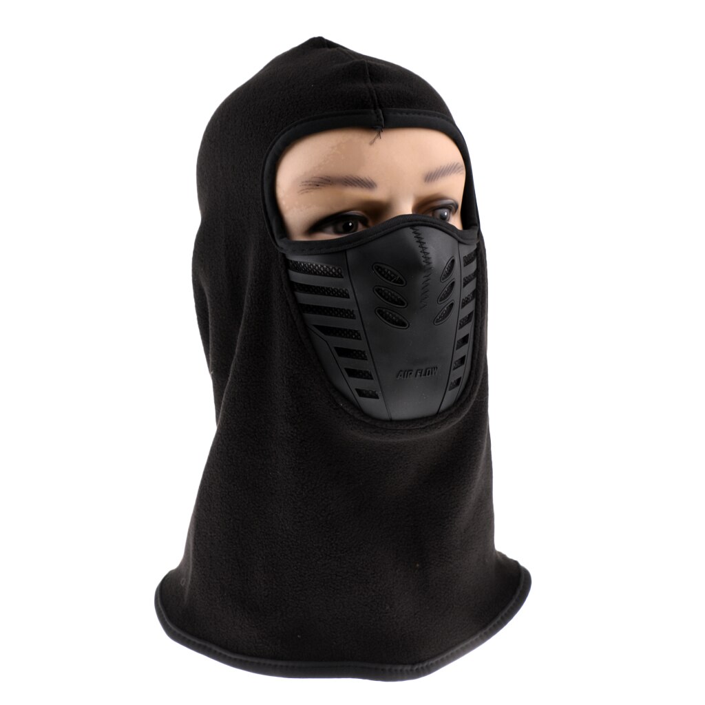 Winter Fleece Balaclava Windproof Mask Adjustable Face Head Warmer for Skiing Cycling Motorcycle Outdoor Sports: Black