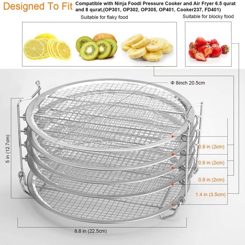 Stand Voor Ninja Foodi Snelkookpan En Lucht Friteuse, Food Grade Rvs Dehydrator Rack, 1 Pack/set, 6.5 8 Qt