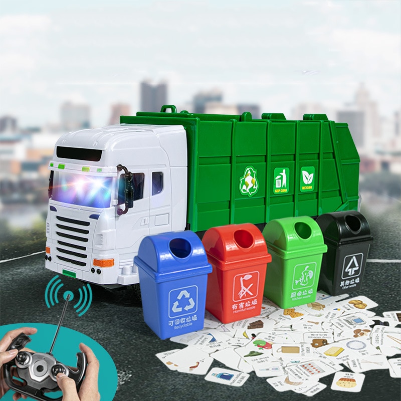 Camiones RC juguetes para niños camión eléctrico clasificación de basura juego interactivo para padres e hijos Control remoto juguetes educativos para niños