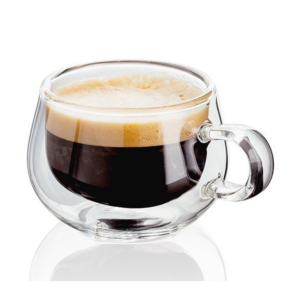 150ml dobbeltvægs termisk glaskop varmebestandig te-kaffekrus med håndtag