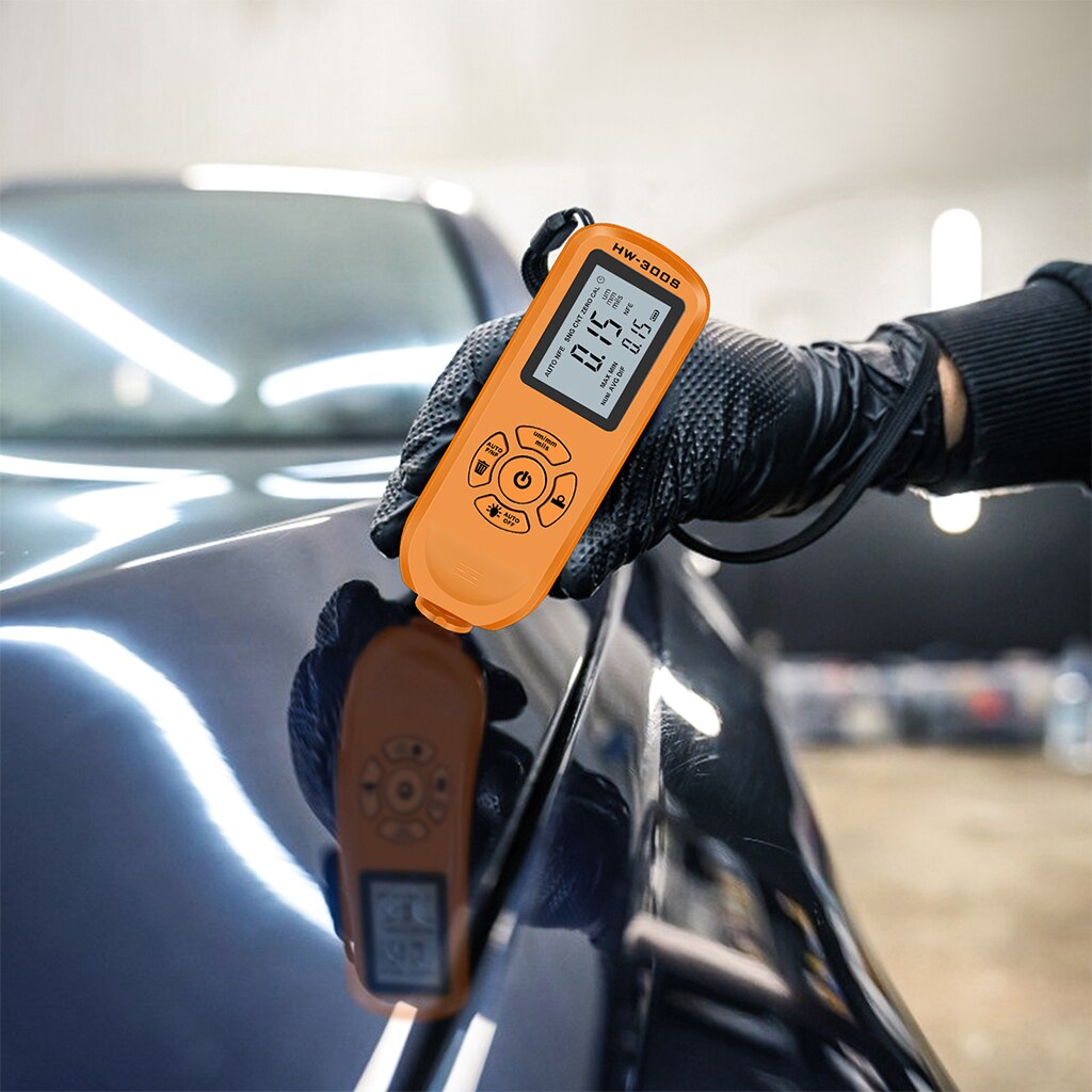 Thickness Tester Auto Measuring Digital Gauge Meter LCD Backlight Display Measuring Paint Depth Handheld Fit for Car: Orange
