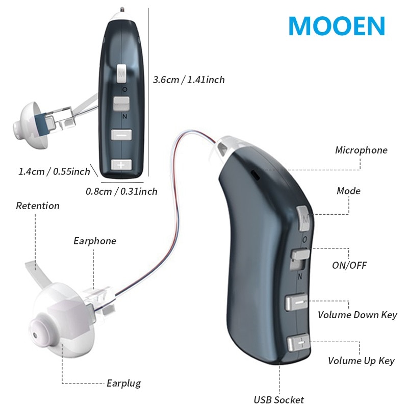 Best 20 Channel Digital Amplifier Rechargeable Ear Hearing Aid Apparatus High Power Hearing Aids Ear Instrument Deafness Device