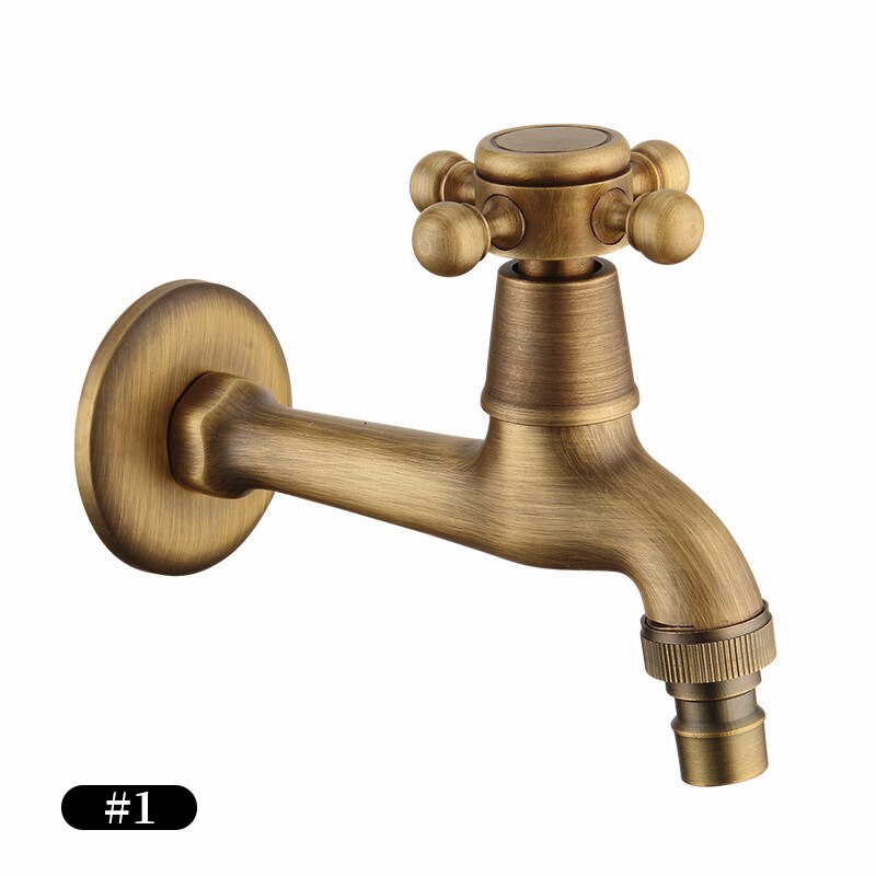Wall Mounted Antique Brass Bathroom Washing Machine Faucet Mop Pool Tap Cold Water Bibcock Tap Decorative Outdoor Garden Faucet: A1