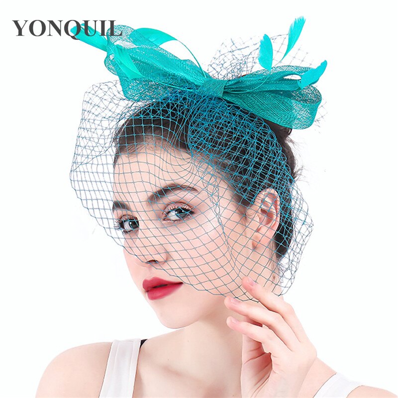 Green sinamay wedding bridal fascinator headwear women formal fascinator accessories hair pin mesh headdress formal hat