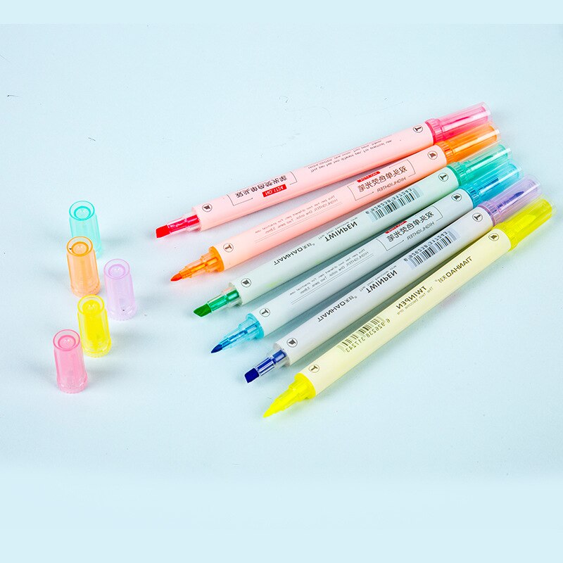6 Pcs Dual Tip Pen Marker Highlighters School Supplies
