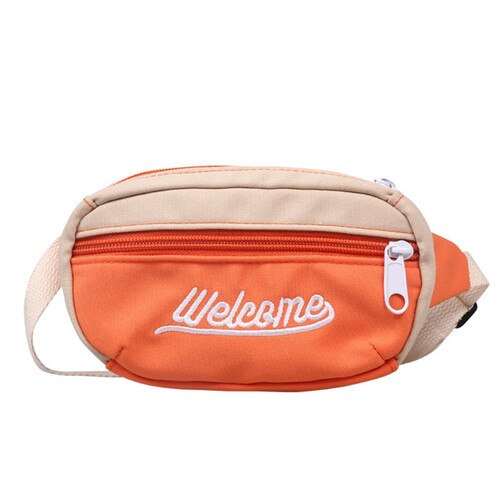 Sød kid fanny pack afslappet brevprint hofte bagdel taske crossbody pung justerbar rem til drenge piger stor kapacitet talje pack: Orange