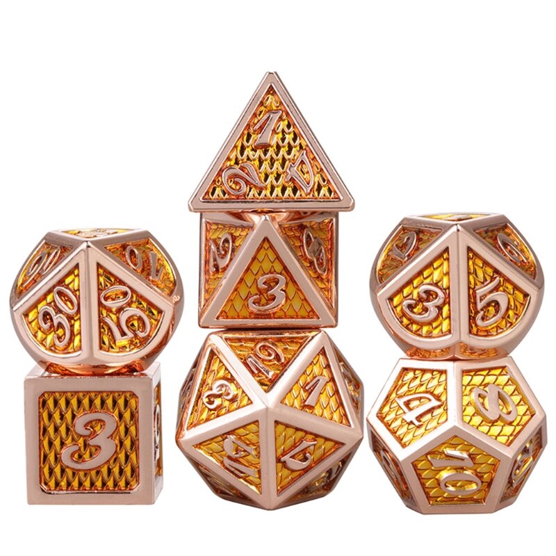 7pcs/set Metal Dice Set RPG MTG DND Metal Polyhedral Dice Role Playing Games: D