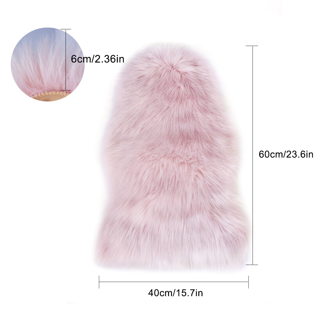 Luxe Rectangle doux en peau de mouton moelleux zone tapis Faux blanc fourrure tapis Shaggy cheveux longs solide tapis salon coussin de siège décor à la maison: B 40x60cm pink1